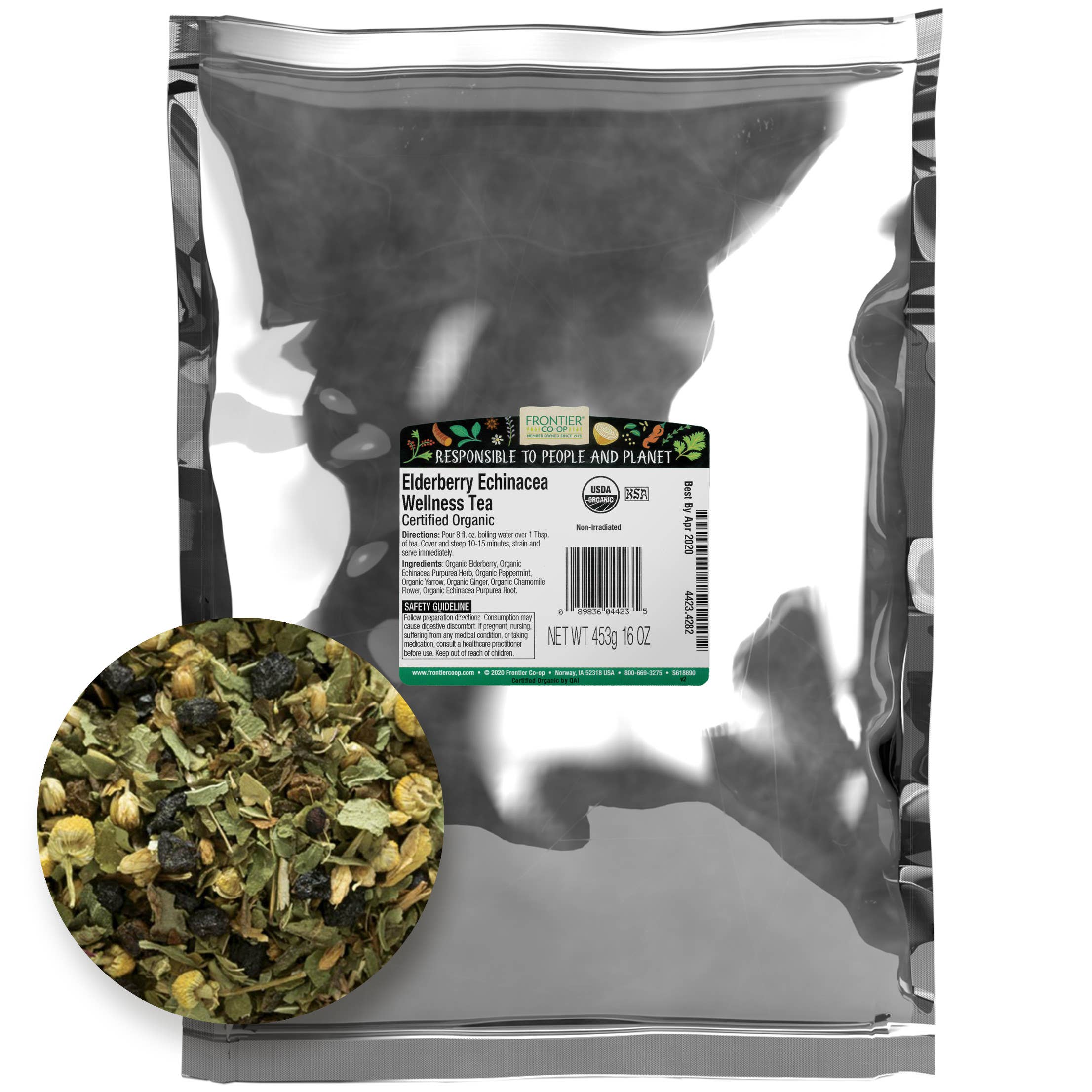 Elderberry Echinacea Wellness Tea, Organic, Kosher, 1 lb