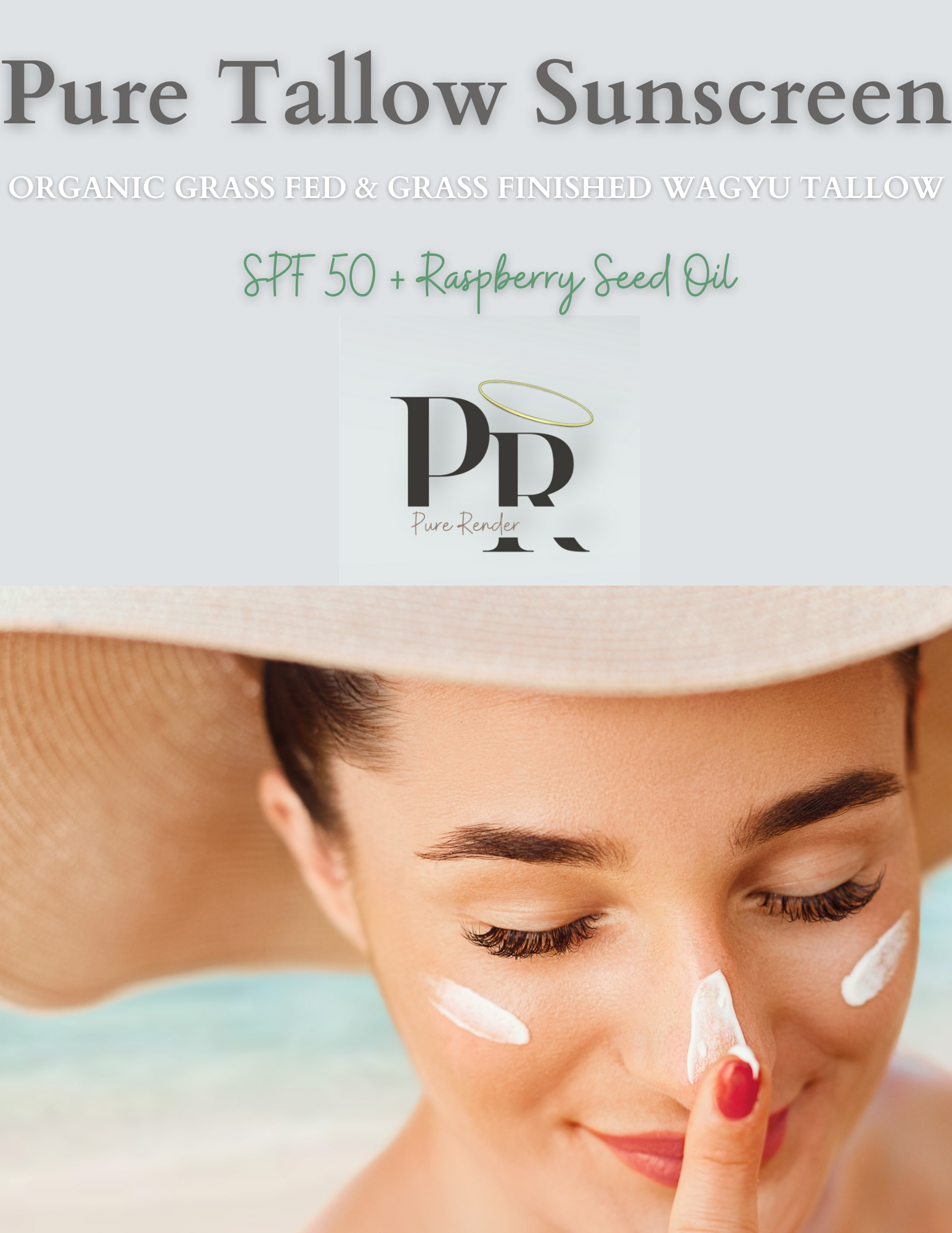 Tallow Sunscreen SPF 50 Vanilla, Grass-fed Wagyu
