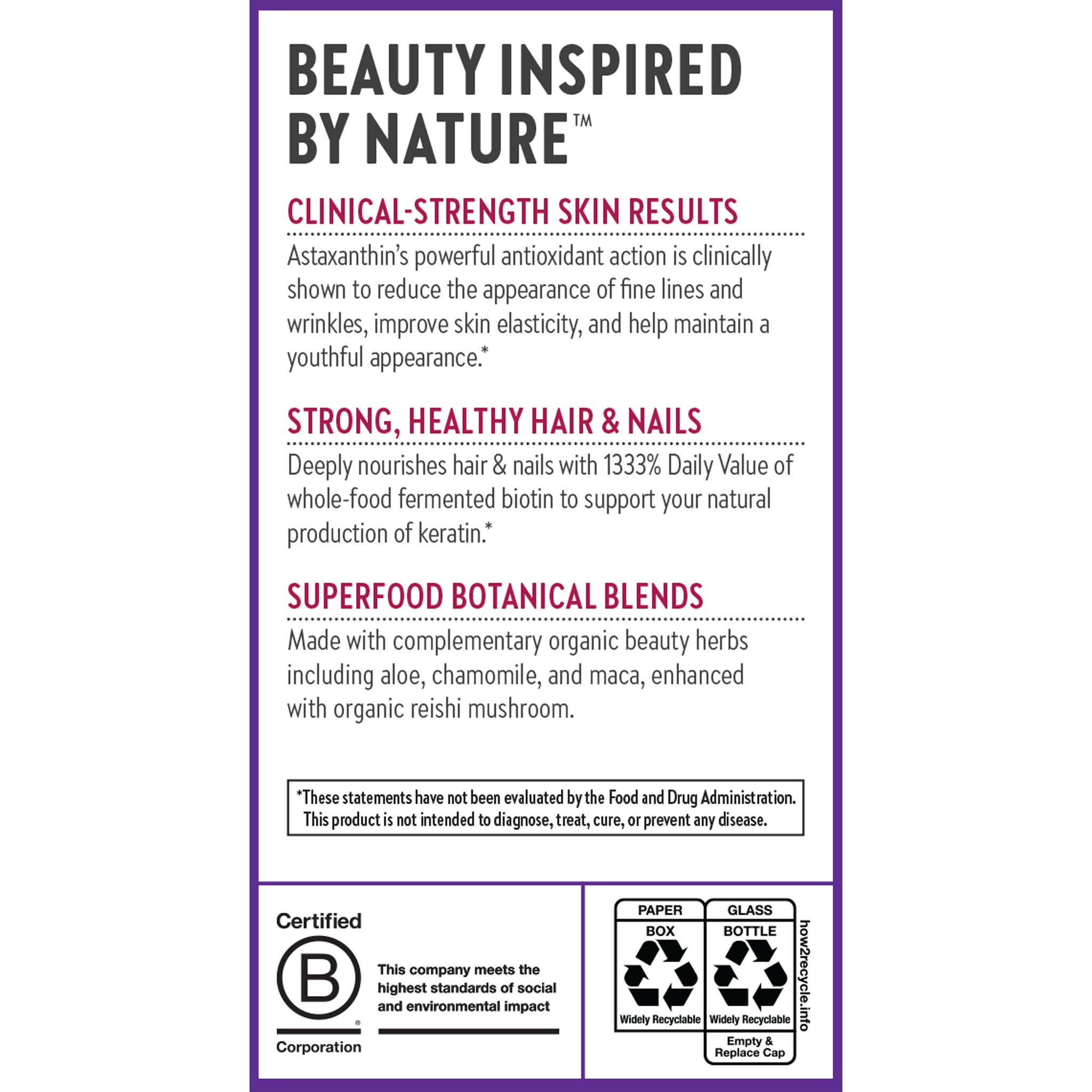 Hair, Skin & Nails: Fermented Biotin & Astaxanthin, 30 Count