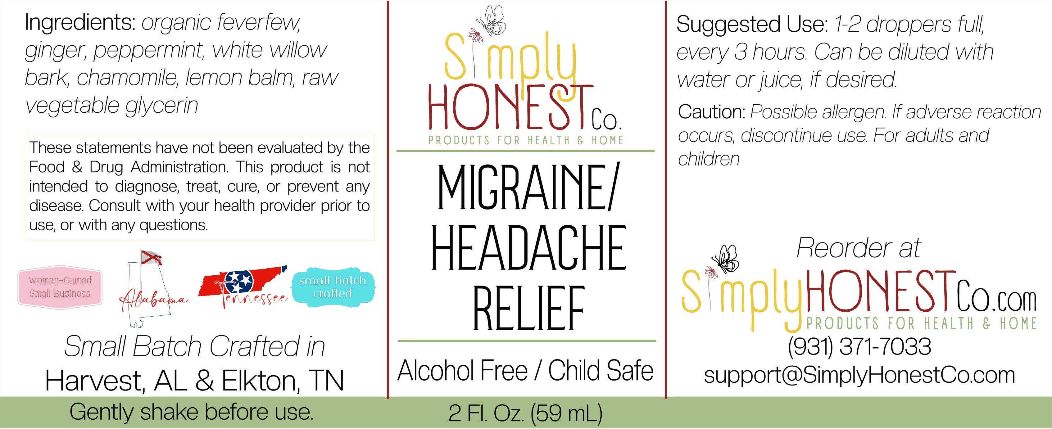 Migraine/Headache Relief Extract - Alcohol Free