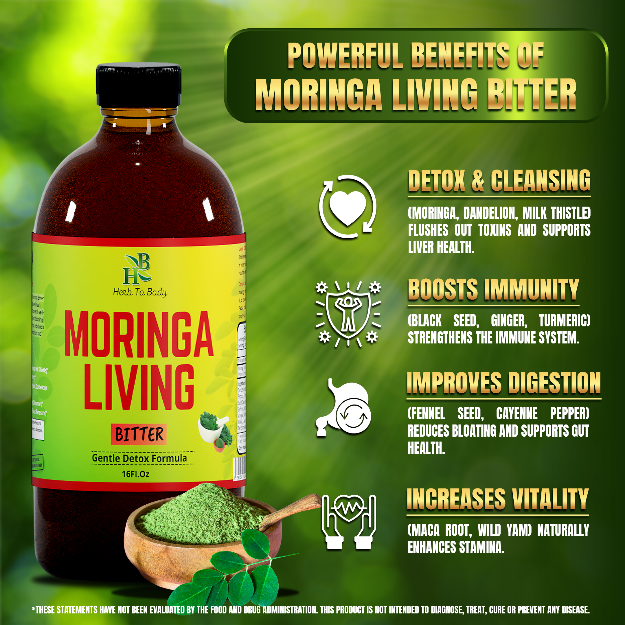 Moringa Living Bitter Oral Supplement 16oz