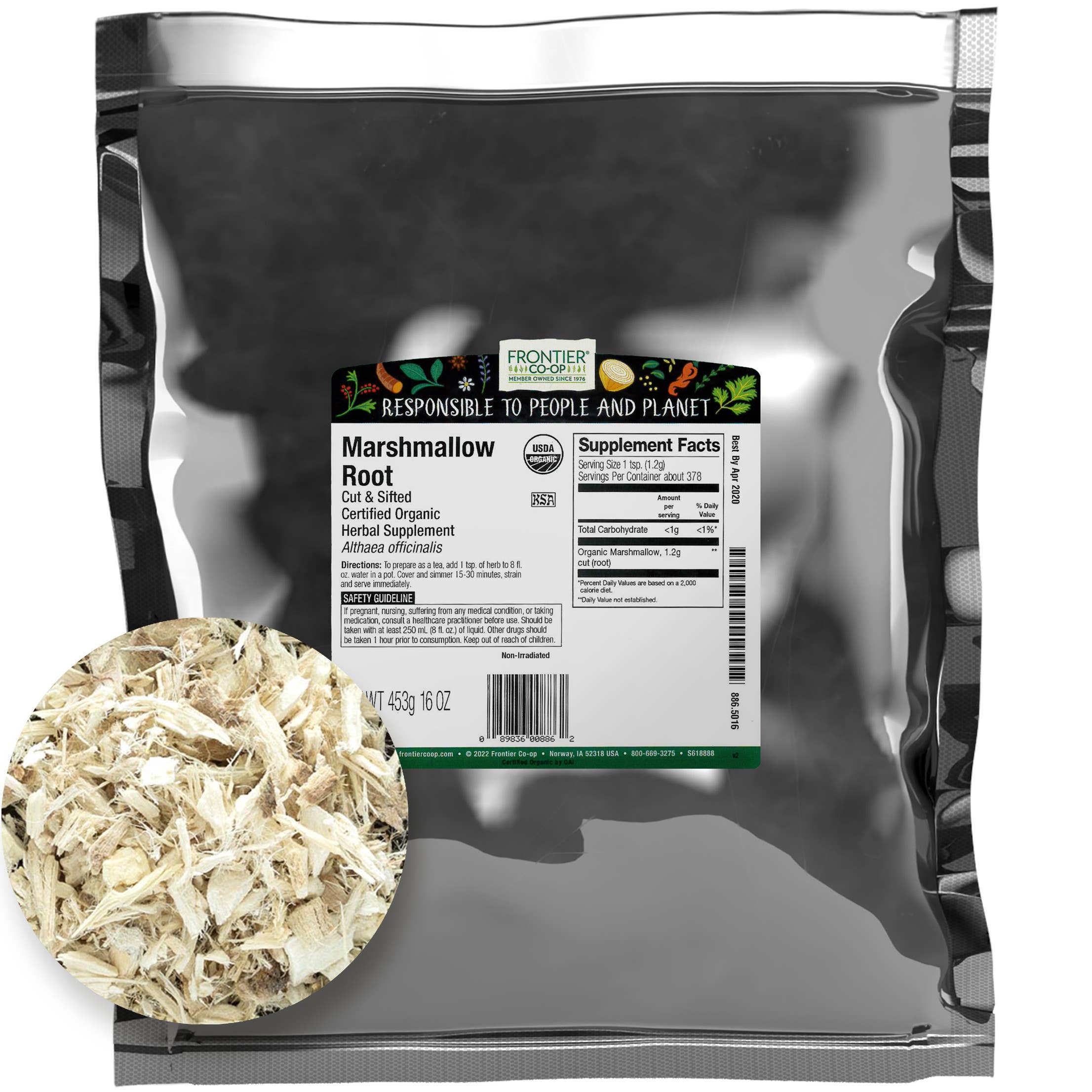 Marshmallow Root, Cut & Sifted, Organic, Kosher, Non ETO 1lb