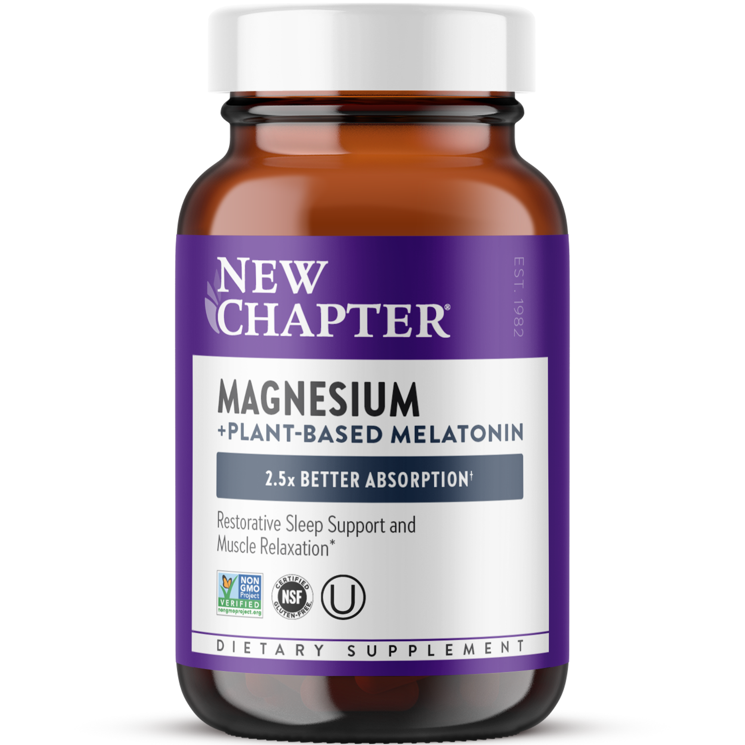 Magnesium + Plant-Based Melatonin, 60 Tablets