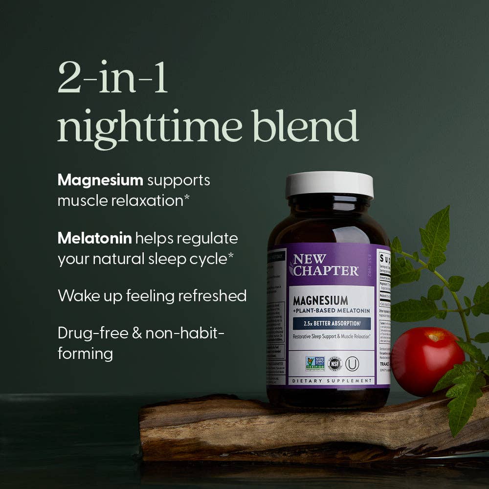 Magnesium + Plant-Based Melatonin, 60 Tablets