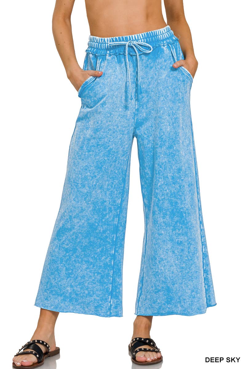 ",._ WASHED FRENCH TERRY PALAZZO WITH POCKETS