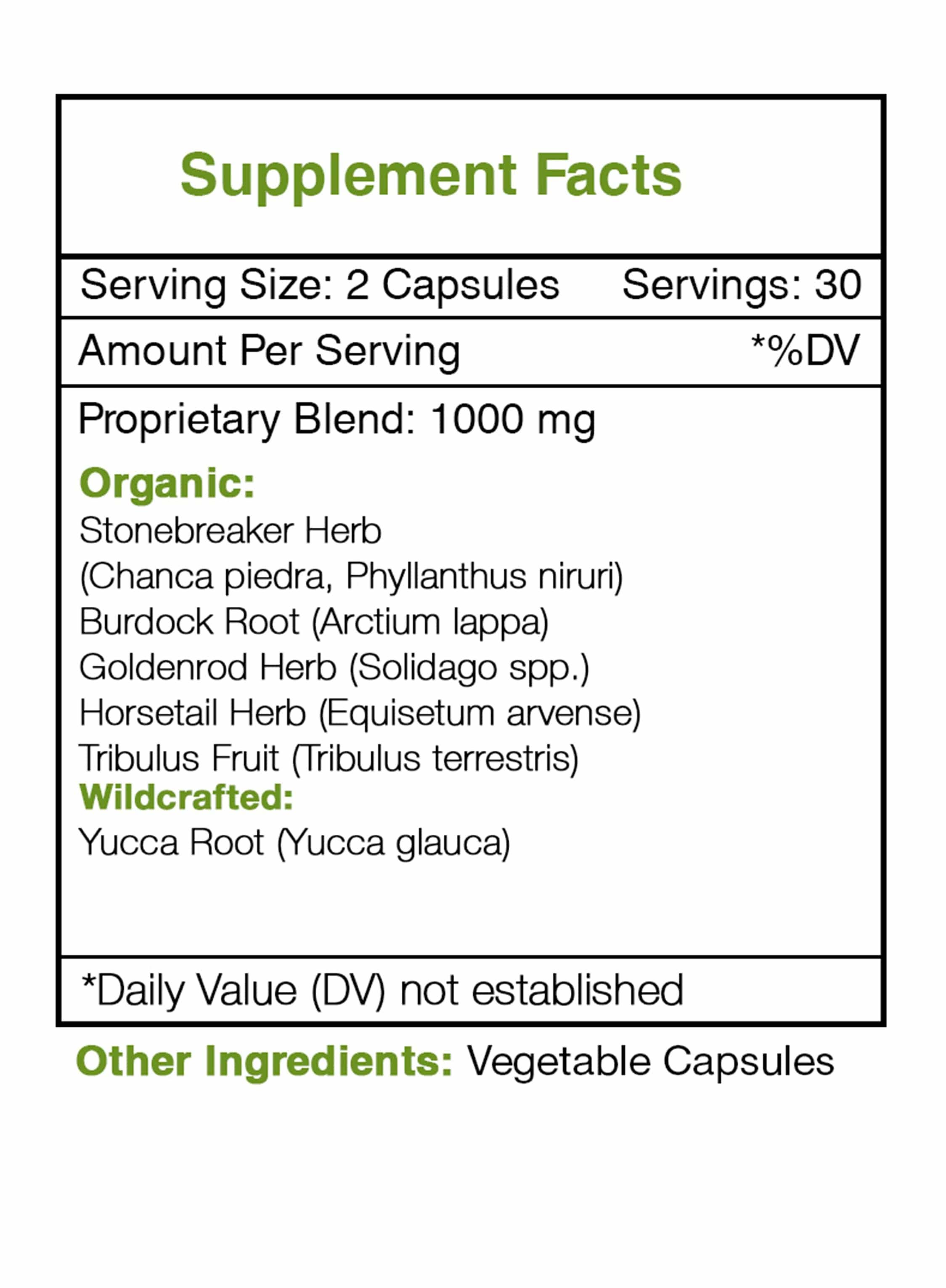 Stone Breaker Blend Capsules. Kidney Function Support