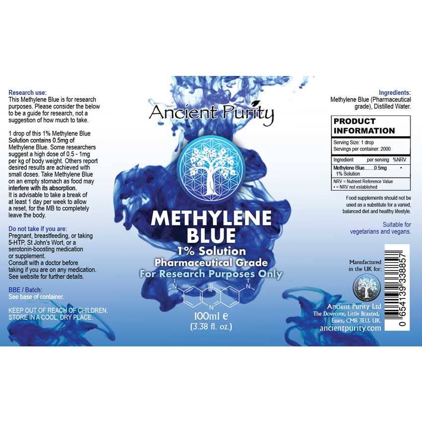 Methylene Blue - 100ml | 1% Solution | 99.99% Pure USP Grade