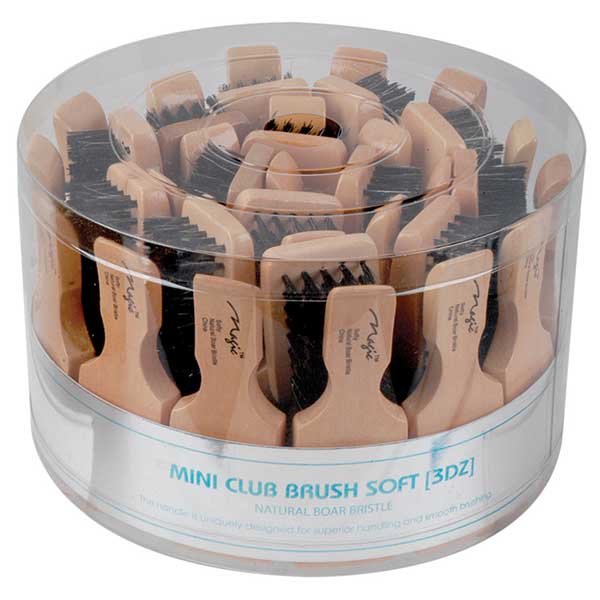 MINI CLUB HAIR BRUSH - HARD OR SOFT JAR (36PC)