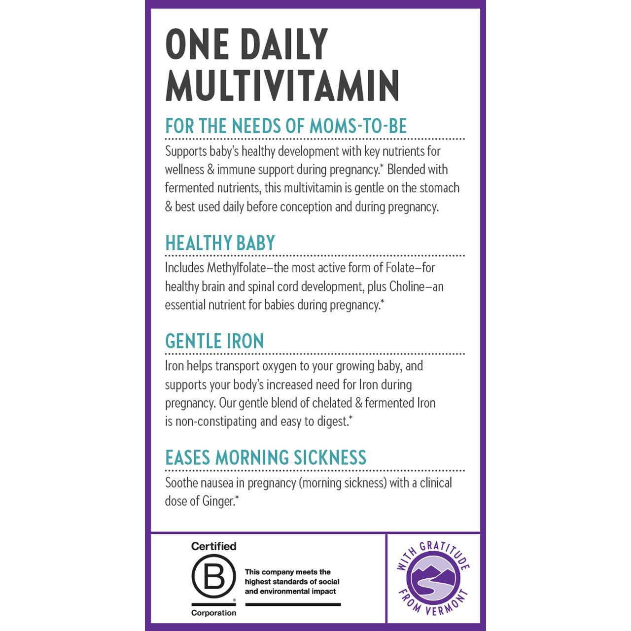 One Daily Prenatal Multivitamin, 30 Vegetarian Tablets