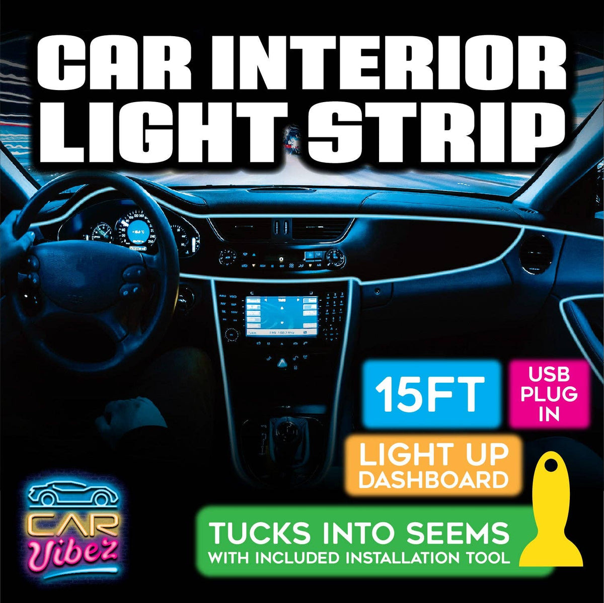 Car Vibez Car Interior Light Strip Mood Light- 6/Pack