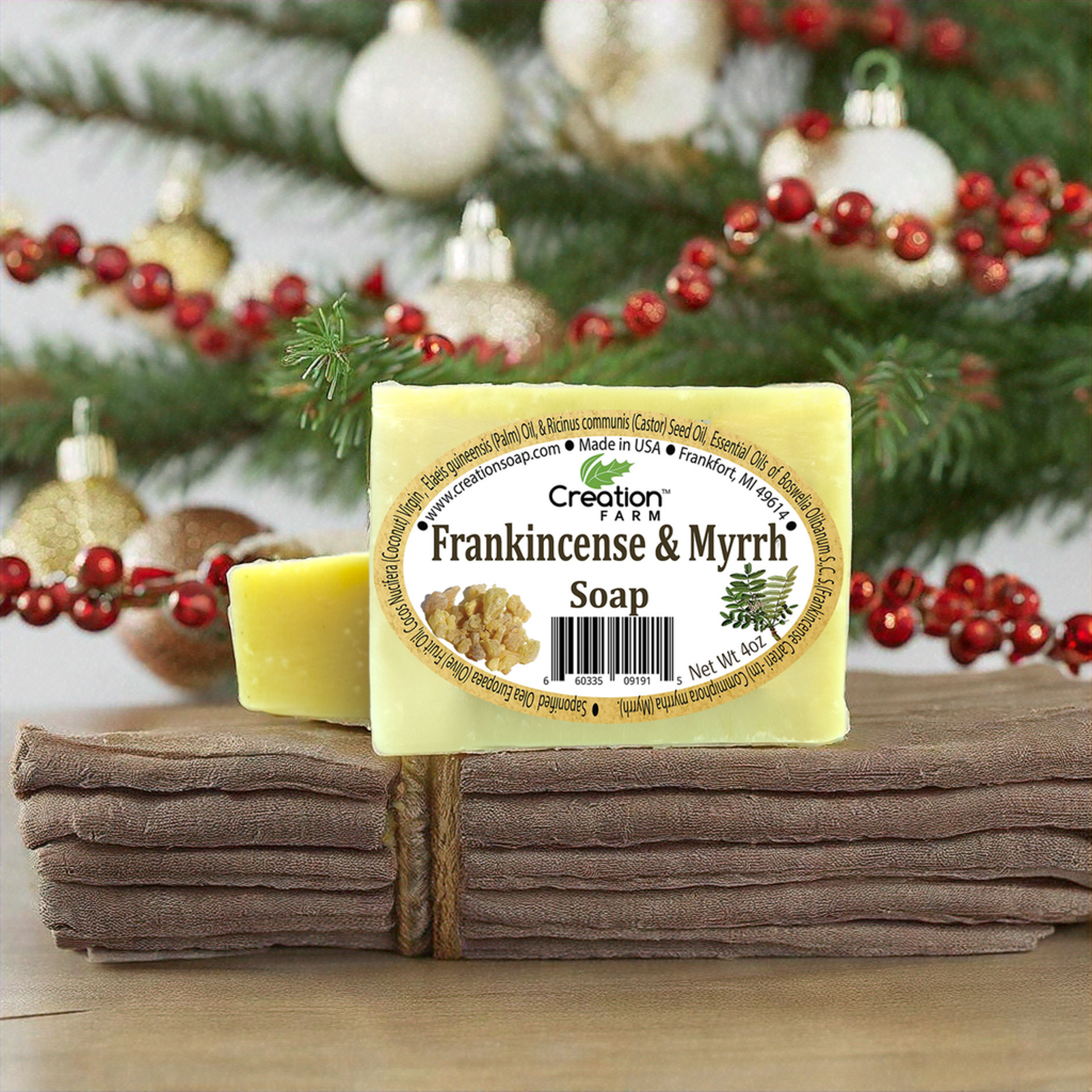 Creation Farm Frankincense & Myrrh Soap 2 Pack of 4 oz Bars,