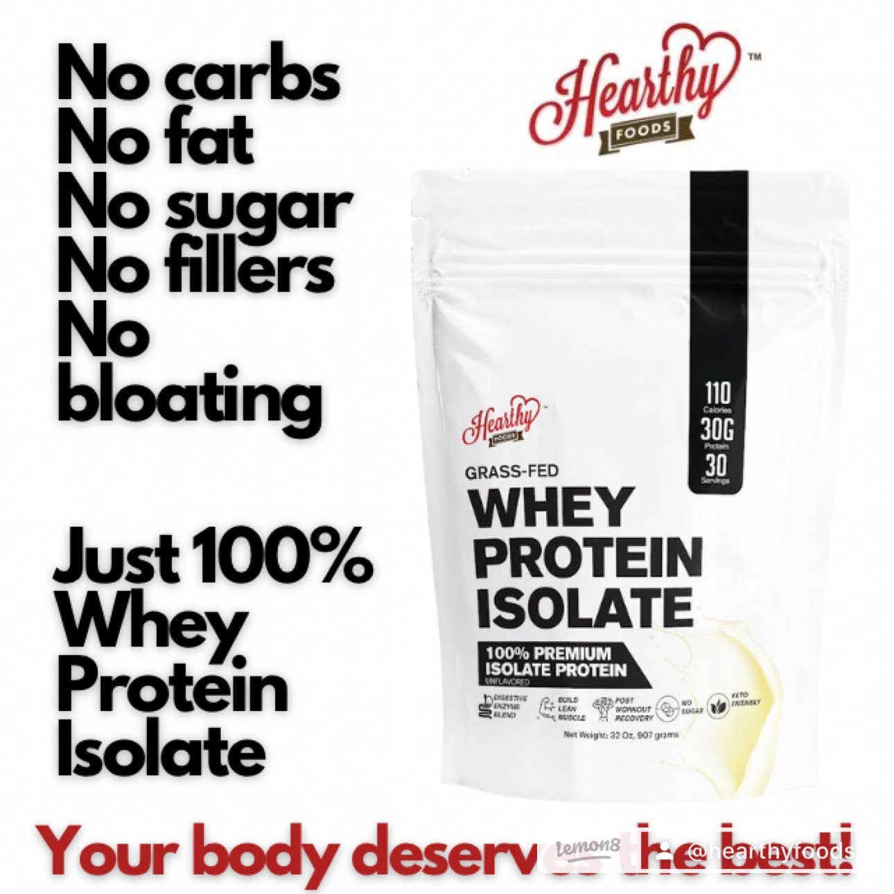 Whey Protein Powder Isolate Unsweetened No Carbs and No Fat