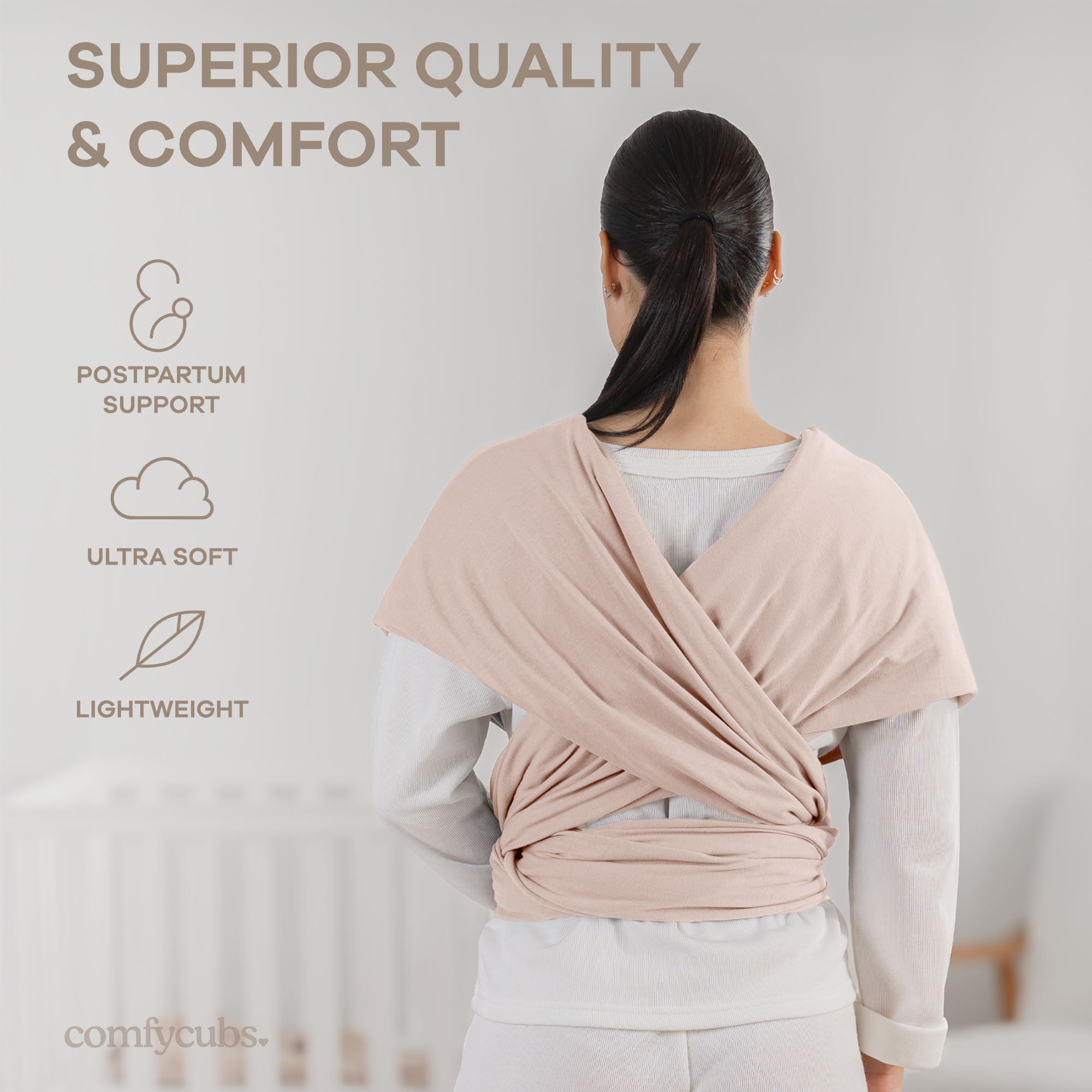 Baby Wrap Carrier, Soft & Secure Infant Wrap by Comfy Cubs