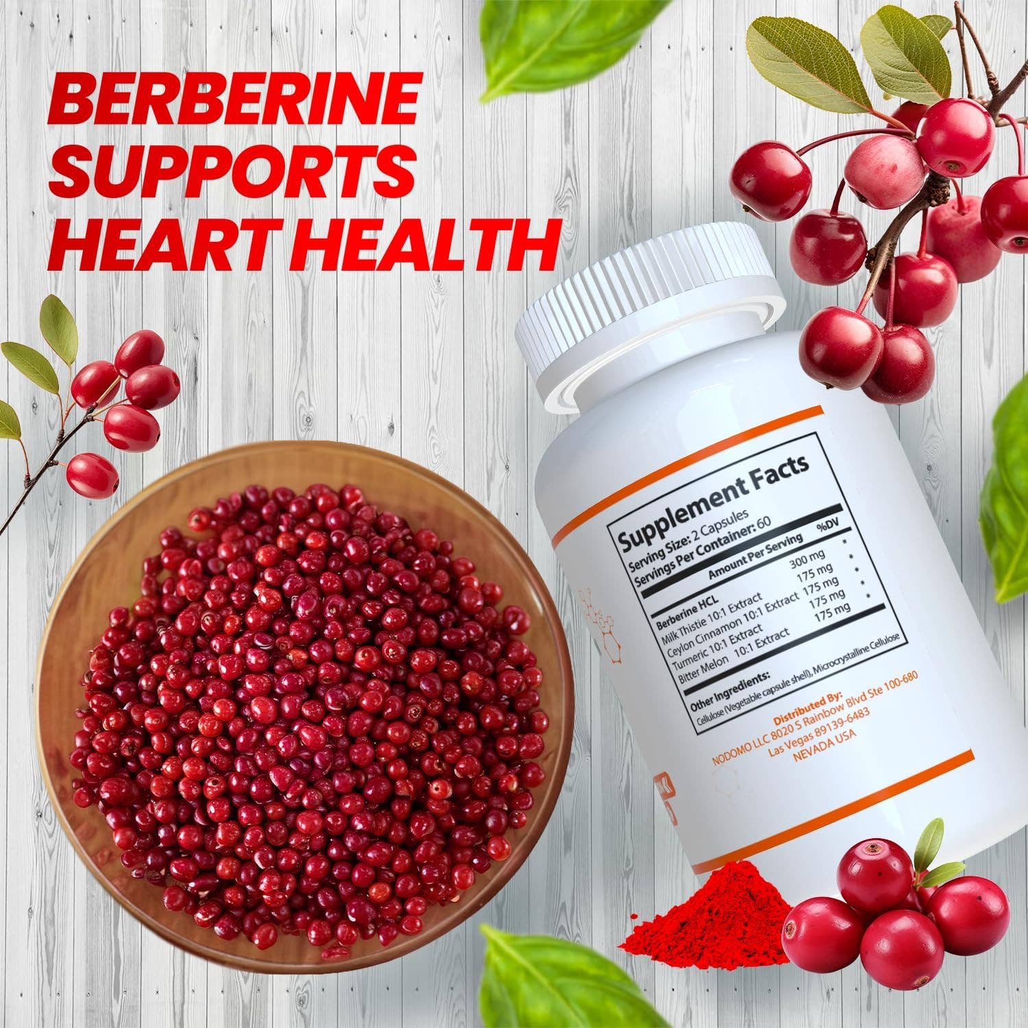 HARMONIFY Berberine with Ceylon Cinnamon, Pure Turmeric, Milk Thistle Bitter Melon, 5 in 1 Formula, 120 Purified Veggie Capsule 1000 mg | Gluten Free, Non-GMO